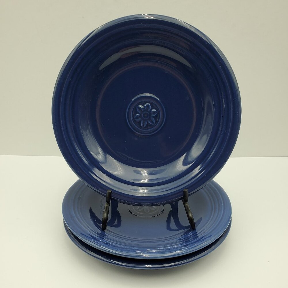 Oneida Petals Cobalt Blue Salad Plates Oneida Blue Bell Embossed Flower Plates